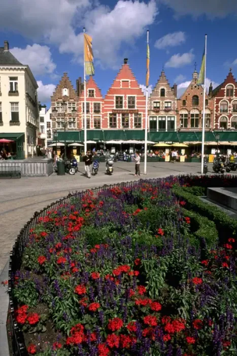 Framed Print : Belgium Great cafes and flowers with tourists in Marketplace in beautiful downtown Framed Print : Belgium Great cafes and flowers with tourists in Marketplace in beautiful downtown