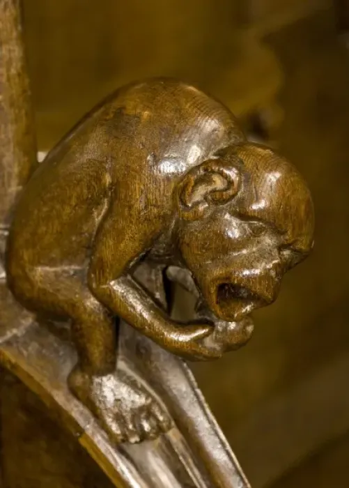 Framed Print : Belgium, Liege, wood carving in church pew Framed Print : Belgium, Liege, wood carving in church pew
