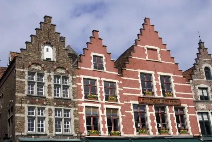 Framed Print : Belgium, West Flanders, Bruges, restaurant in the market square Framed Print : Belgium, West Flanders, Bruges, restaurant in the market square