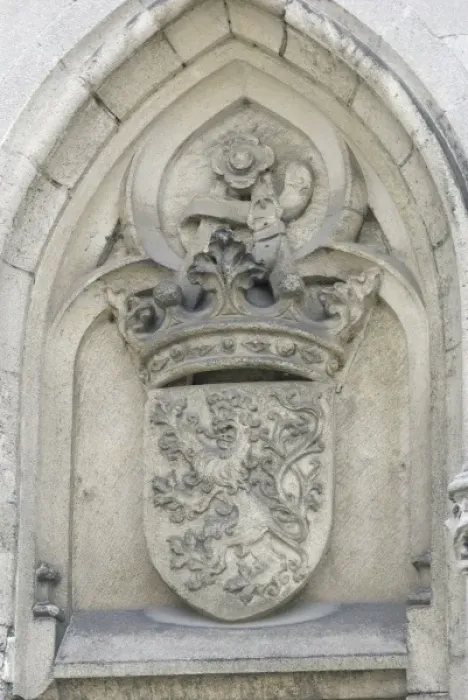 Framed Print : Belgium, West Flanders, Bruges, variation on Crest of Belgium