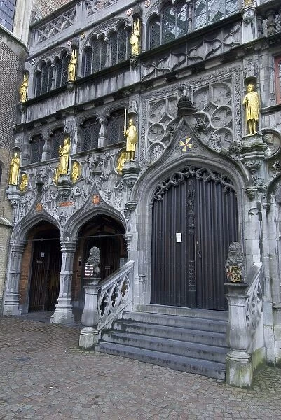 Belgium, West Flanders, Bruges, Exterior of the Basilica of the Holy Blood