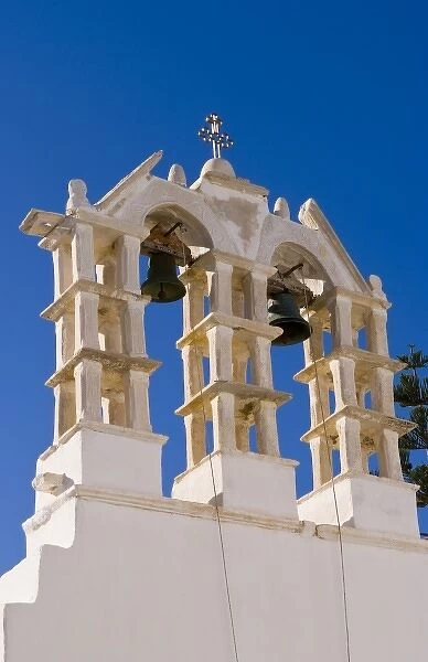 Bell tower at the entrance to the Church of One Hundred Gates, Paros Island, Greece