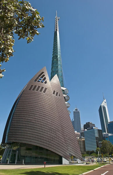 Bell Towers sails building and skyline in Perth in Western Australia Australia