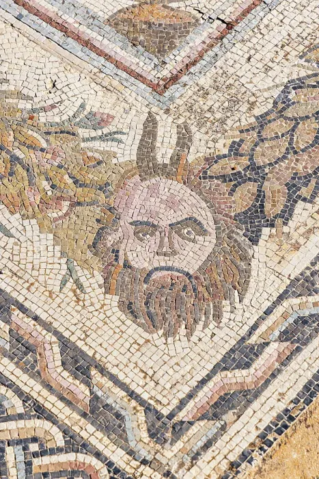 Framed Print : Ben Arous, Tunisia. Roman mosaic floor with the head of a satyr at the Uthina Archaeological Site Framed Print : Ben Arous, Tunisia. Roman mosaic floor with the head of a satyr at the Uthina Archaeological Site