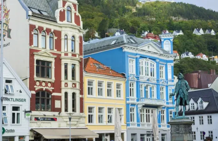 Framed Print : Bergen Norway Bryggen old town old buildings and colorful architecture area for tourists Framed Print : Bergen Norway Bryggen old town old buildings and colorful architecture area for tourists