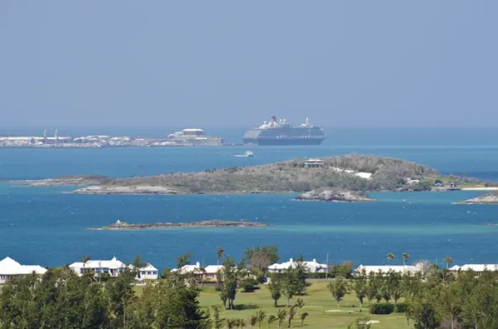Framed Print : Bermuda. Looking out over Great Sound and smaller Riddells Bay