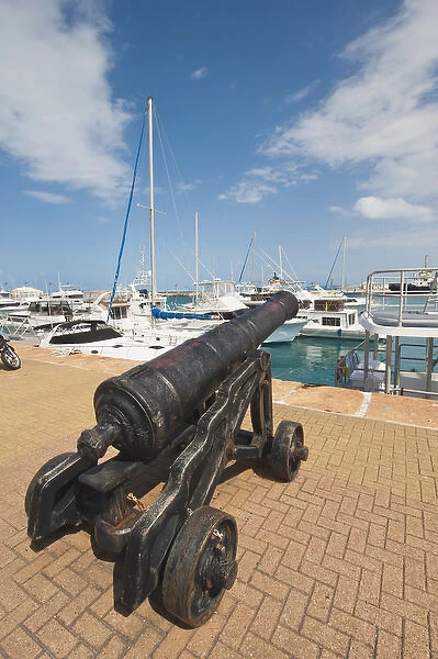 Bermuda. Old cannons at the marina in the Royal Naval Dockyard