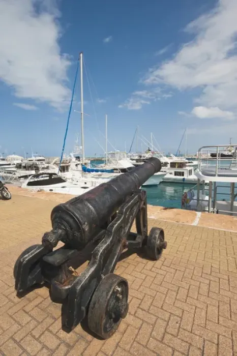 Framed Print : Bermuda. Old cannons at the marina in the Royal Naval Dockyard Framed Print : Bermuda. Old cannons at the marina in the Royal Naval Dockyard