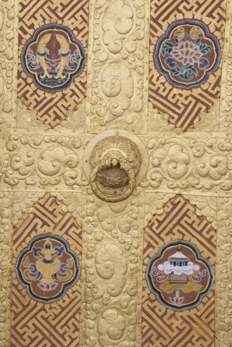 Framed Print : Bhutan. Ornate golden door detail Framed Print : Bhutan. Ornate golden door detail