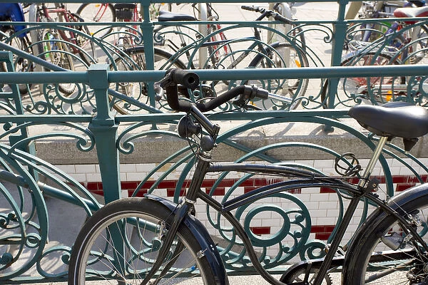 Bicycles and handrails, Vienna, Austria