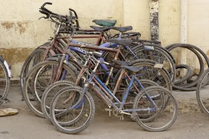 Framed Print : Bicycles parked against wall, Jaisalmer, India Framed Print : Bicycles parked against wall, Jaisalmer, India