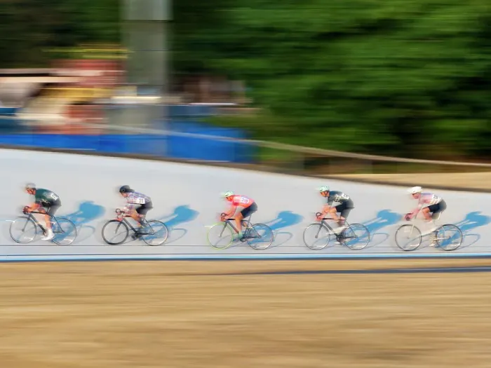 Framed Print : Bicyclists racing in the Jerry Baker Memorial Velodrome, Redmond, Washington State. (Editorial Use Only) Framed Print : Bicyclists racing in the Jerry Baker Memorial Velodrome, Redmond, Washington State. (Editorial Use Only)