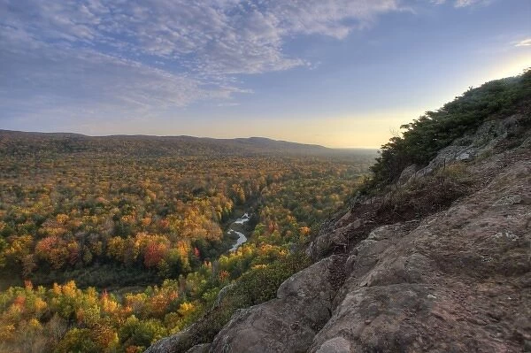 The Big Carp River in autumn at Porcupine Mountains Wilderness State Park in the