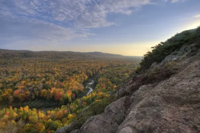 Framed Print : The Big Carp River in autumn at Porcupine Mountains Wilderness State Park in Framed Print : The Big Carp River in autumn at Porcupine Mountains Wilderness State Park in