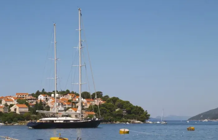 Framed Print : A very big luxurious pleasure sailing ship yacht with two masts, called Santa Maria leaving harbour Framed Print : A very big luxurious pleasure sailing ship yacht with two masts, called Santa Maria leaving harbour