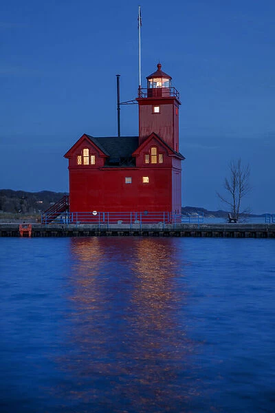 Big Red Lighthouse at dusk, Holland, Michigan