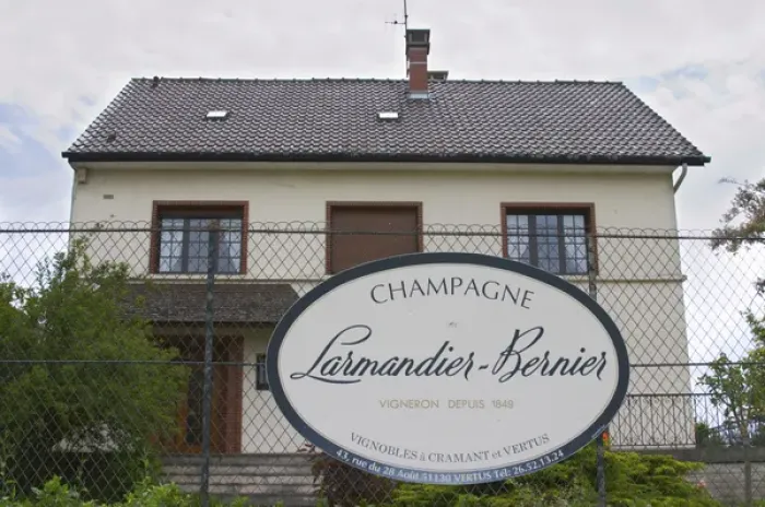 Framed Print : A big sign saying Champagne larmandier-Bernier, wine grower since 1849, vineyards in Cramant Framed Print : A big sign saying Champagne larmandier-Bernier, wine grower since 1849, vineyards in Cramant