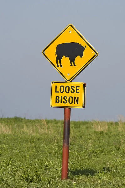 Bison signage at the Tallgrass Prairie Preserve near Pawhuska Oklahoma