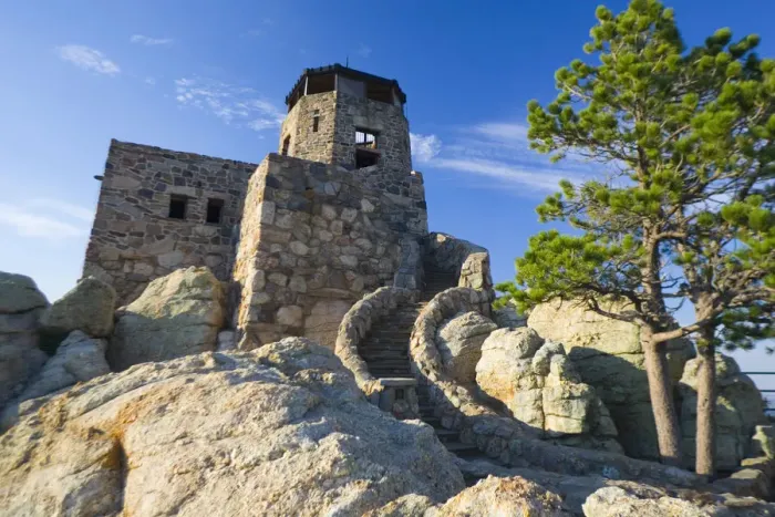 Framed Print : Black Elk Wilderness, South Dakota. USA. Stone watchtower built by Civilian Conservation