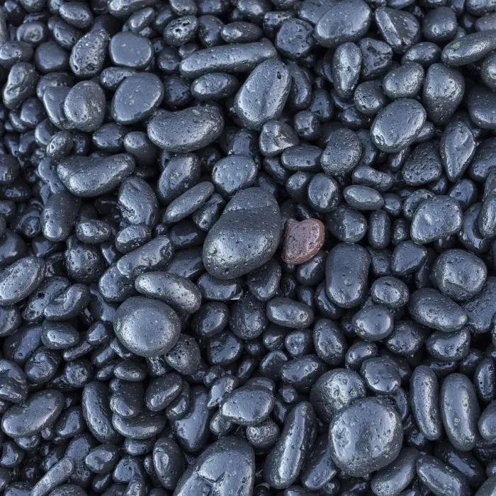 Framed Print : Black pebble rocks on Miloli i Beach, Big Island, Hawaii