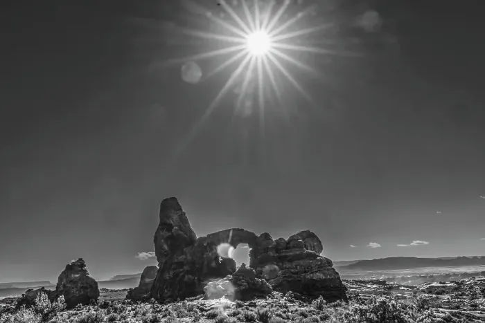 Framed Print : Black and white Turret Arch, Windows Section, Arches National Park, Moab, Utah Framed Print : Black and white Turret Arch, Windows Section, Arches National Park, Moab, Utah