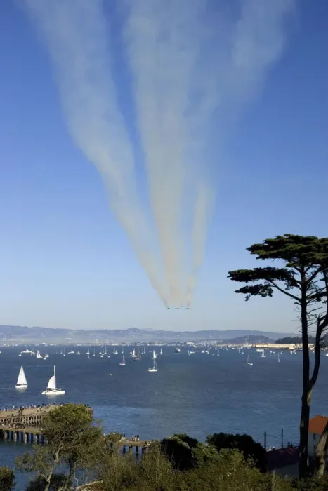 Framed Print : Blue Angels flyby during 2006 Fleet Week performance in San Francisco