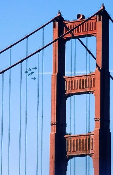 Blue Angels As Seen In Flight Through the Golden Gate Bridge