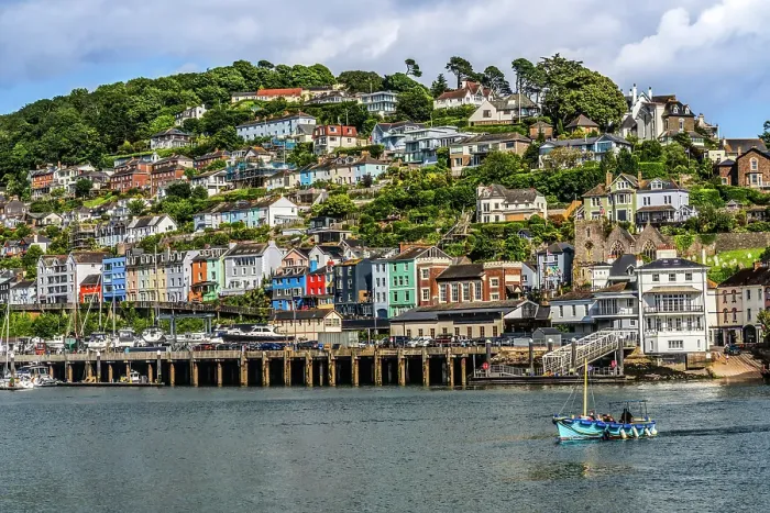 Framed Print : Blue boat, Dartmouth, Kingswear, Devon, England Framed Print : Blue boat, Dartmouth, Kingswear, Devon, England