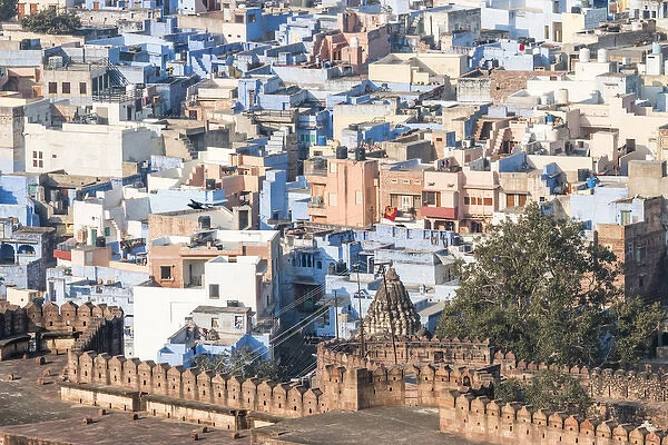 Blue City seen from Mehrangarh Fort. Jodhpur. Rajasthan. India