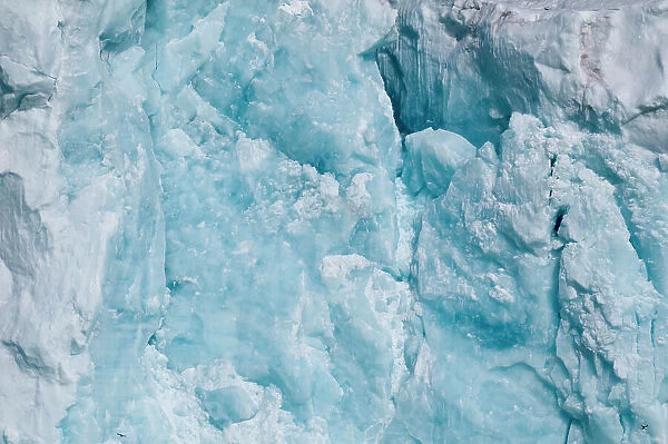 Blue ice in a wall of Lilliehook Glacier. Lilliehookfjorden, Spitsbergen Island, Svalbard, Norway
