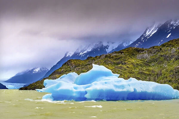 Blue Iceberg Grey Lake, Torres del Paine National Park, Patagonia, Chile