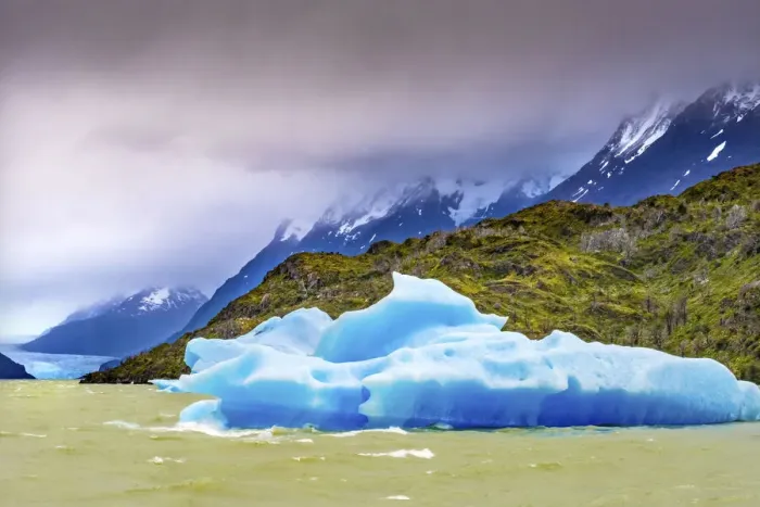 Framed Print : Blue Iceberg Grey Lake, Torres del Paine National Park, Patagonia, Chile