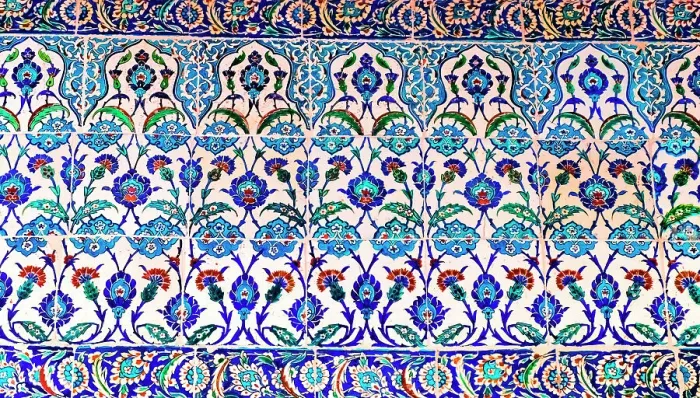 Framed Print : Blue Mosque decorations, Istanbul, Turkey. Blue Mosque or Sultan Ahmed Mosque built in 1616 by Ottoman Turks