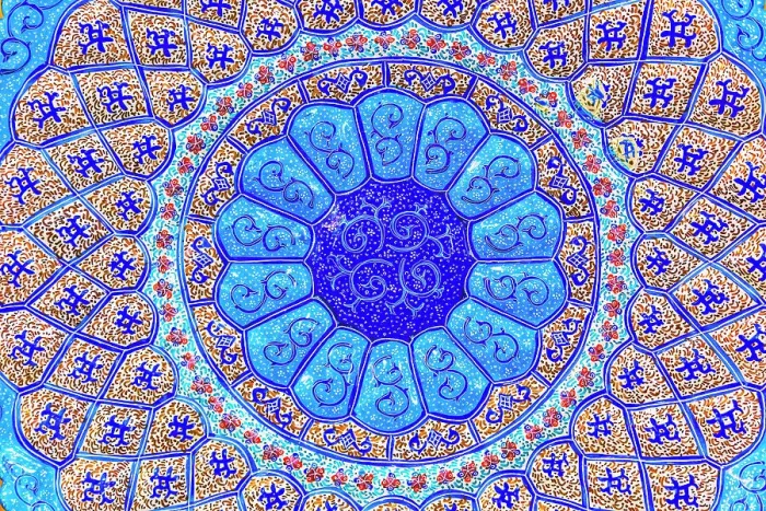 Framed Print : Blue pottery plate, Madaba, Jordan