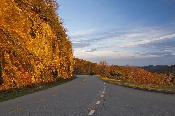 The Blue Ridge Parkway at sunrise near Brevard, North Carolina