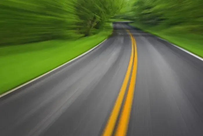 Framed Print : Blurred motion view of U. S. 441 through the Great Smokies National Park, from a moving automobile