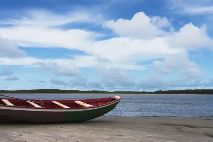 Framed Print : Boat on the beach along the Preguicas River, Atins, Maranhao State, Brazil Framed Print : Boat on the beach along the Preguicas River, Atins, Maranhao State, Brazil