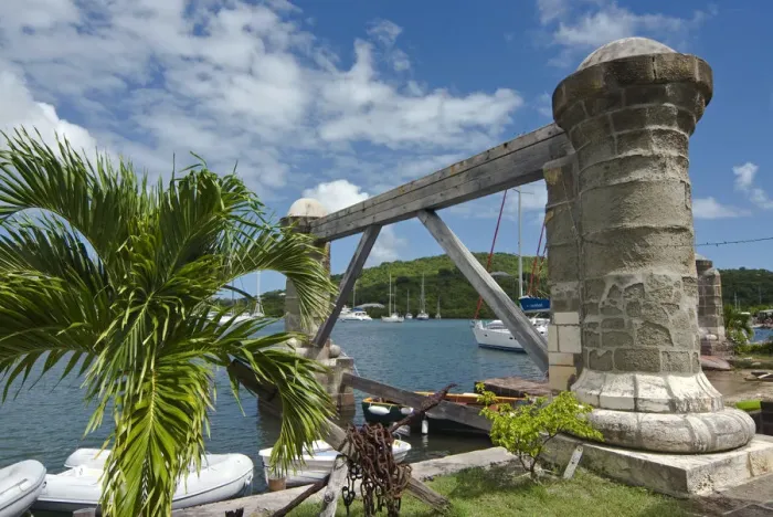 Framed Print : Boat house and sail loft pillars, Nelson Dockyard, Antigua, West Indies, Caribbean Framed Print : Boat house and sail loft pillars, Nelson Dockyard, Antigua, West Indies, Caribbean