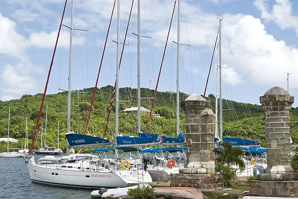 Boat house and sail loft pillars, Nelson Dockyard, Antigua, West Indies, Caribbean