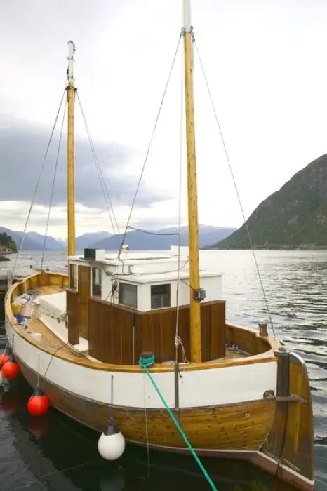 Framed Print : Boat Norwegian Sogne Fjord; Southern, Fjord, Norway
