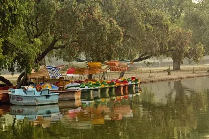Framed Print : Boat reflection, Delhi, India Framed Print : Boat reflection, Delhi, India