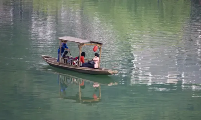 Framed Print : Boat on Wuyang River, Zhenyuan, Guizhou, China