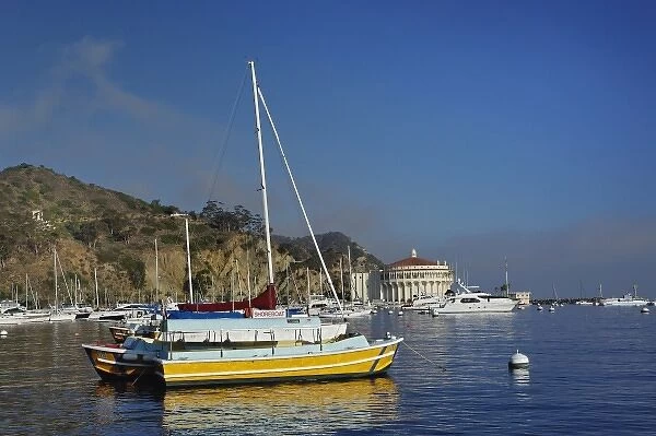 Boats anchored in Catalina Harbor, Catalina Island, California