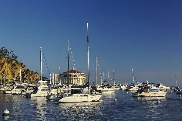 Boats anchored in Catalina Harbor, Catalina Island, California