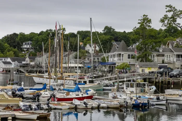 Framed Print : Boats in harbor in Camden, Maine, USA