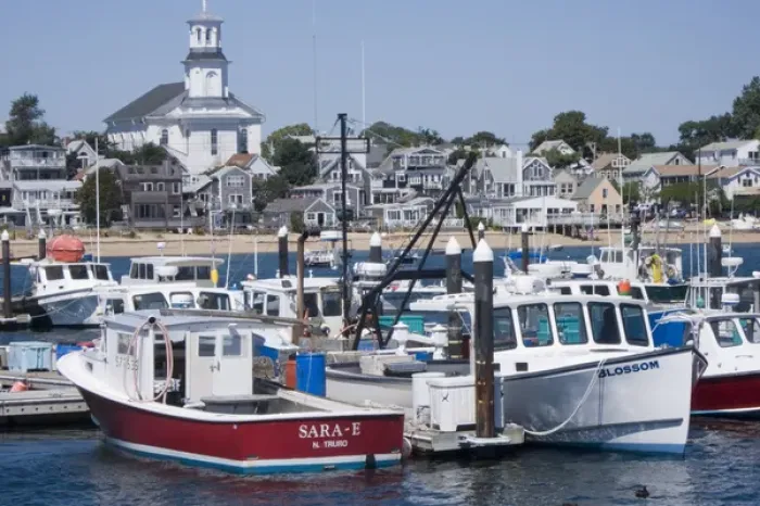 Framed Print : Boats in the harbour in Provincetown, Massachussetts