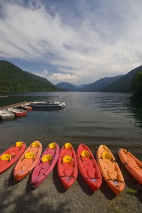 Framed Print : Boats For Rent at Fairholm, Lake Crescent, Olympic National Park, Washington, US