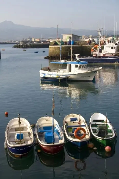 Framed Print : Boats in the Txingudi Bay at the town of Hondarribia, Guipuzcoa, Basque Country, Northern Spain
