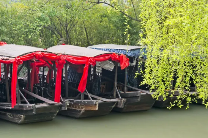 Framed Print : Boats with willow trees on the Grand Canal, Nanxun Ancient Town, Zhejiang Province, China Framed Print : Boats with willow trees on the Grand Canal, Nanxun Ancient Town, Zhejiang Province, China