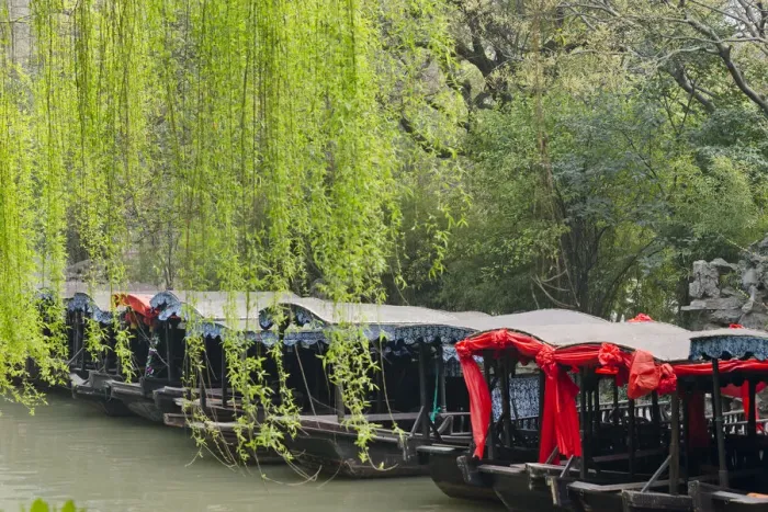 Framed Print : Boats with willow trees on the Grand Canal, Nanxun Ancient Town, Zhejiang Province, China Framed Print : Boats with willow trees on the Grand Canal, Nanxun Ancient Town, Zhejiang Province, China